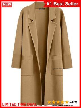 Women's Long Cardigan Sweater Oversized Trench Coat Shawl Collar Open Front